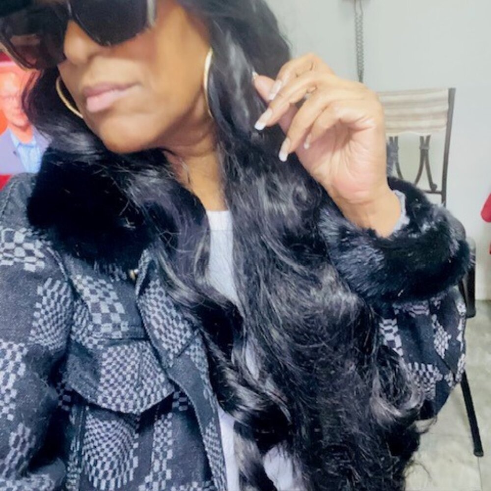 Denim Mink Jacket and Hat